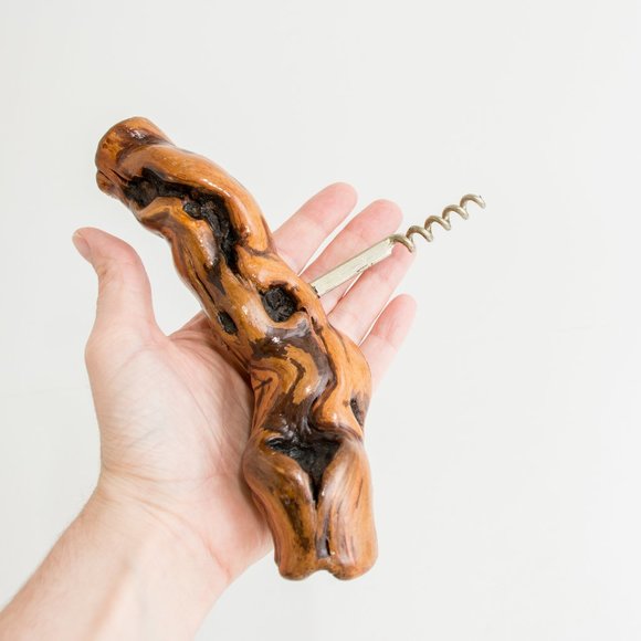 Vintage Grapevine Wood Handle Corkscrew Opener - Picture 2 of 6
